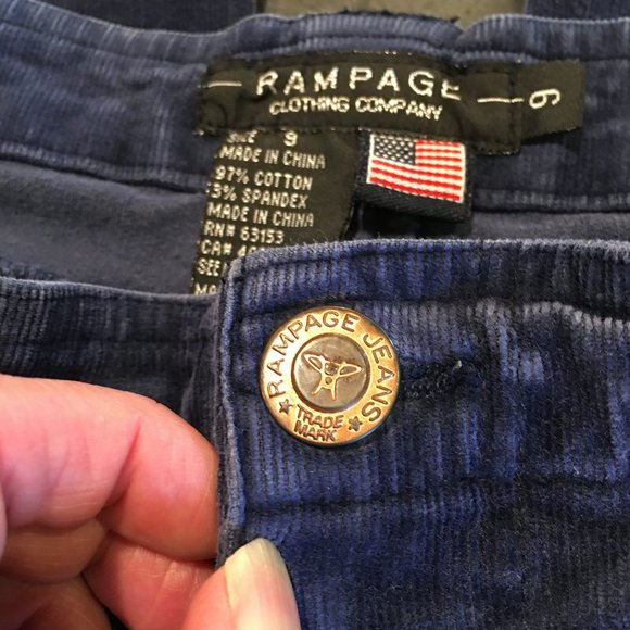 Vintage 90s Rampage Navy Velvet Low Rise Bootcut Jeans, Size 9 - Picture 8 of 16